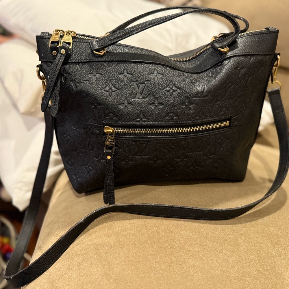Louis Vuitton Black Shoulder Bag with Gold Accents